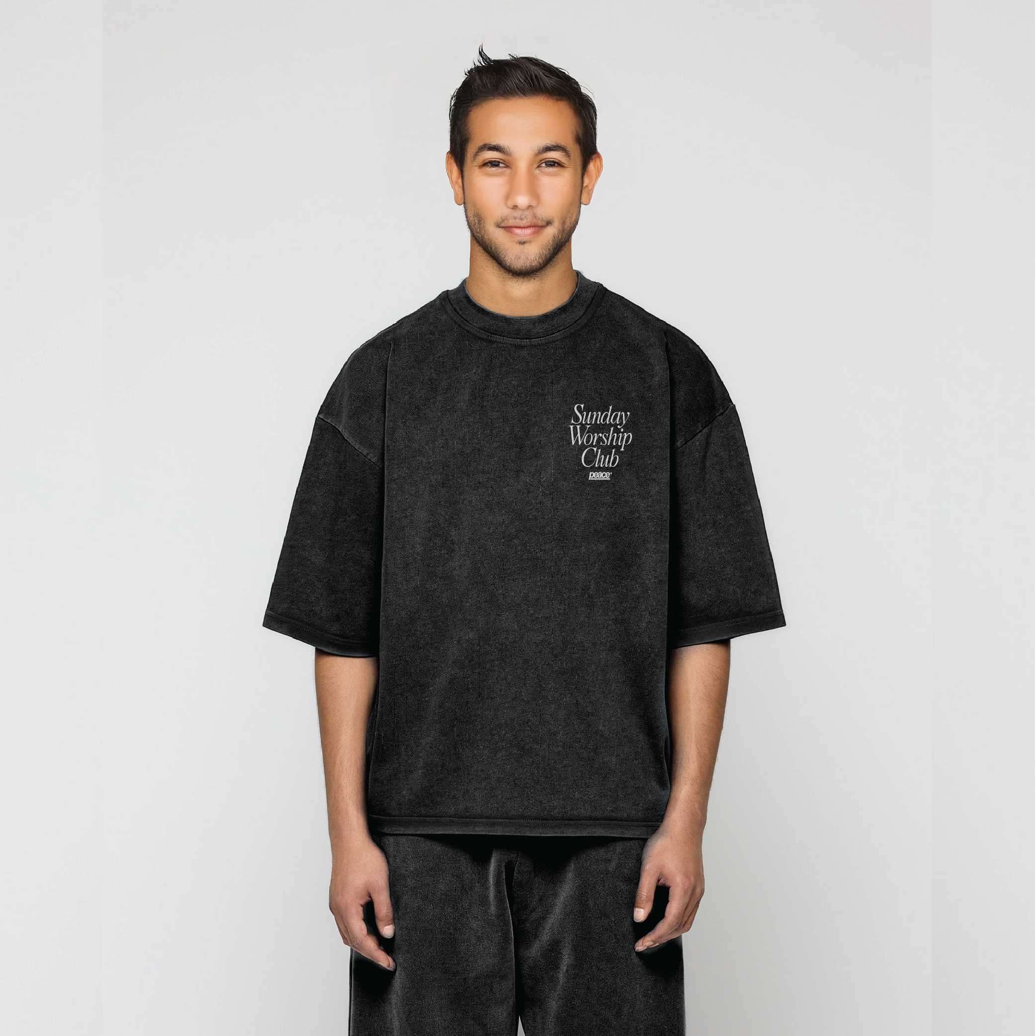 Sunday Worship Club Premium Acid Wash Oversized Heavyweight Tee | Peace®