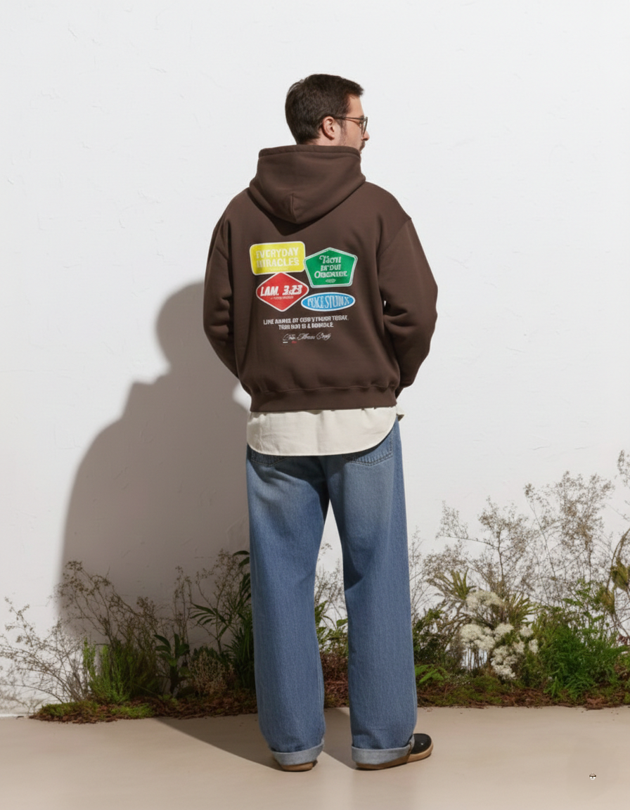 Everyday Miracles Brown Boxy Hoodie | Peace®