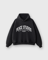 Peace® Studios Premium Enzyme-Washed Boxy Frayed Hoodie | Vintage Black