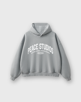 Peace® Studios Premium Enzyme-Washed Boxy Frayed Hoodie | Vintage Gray
