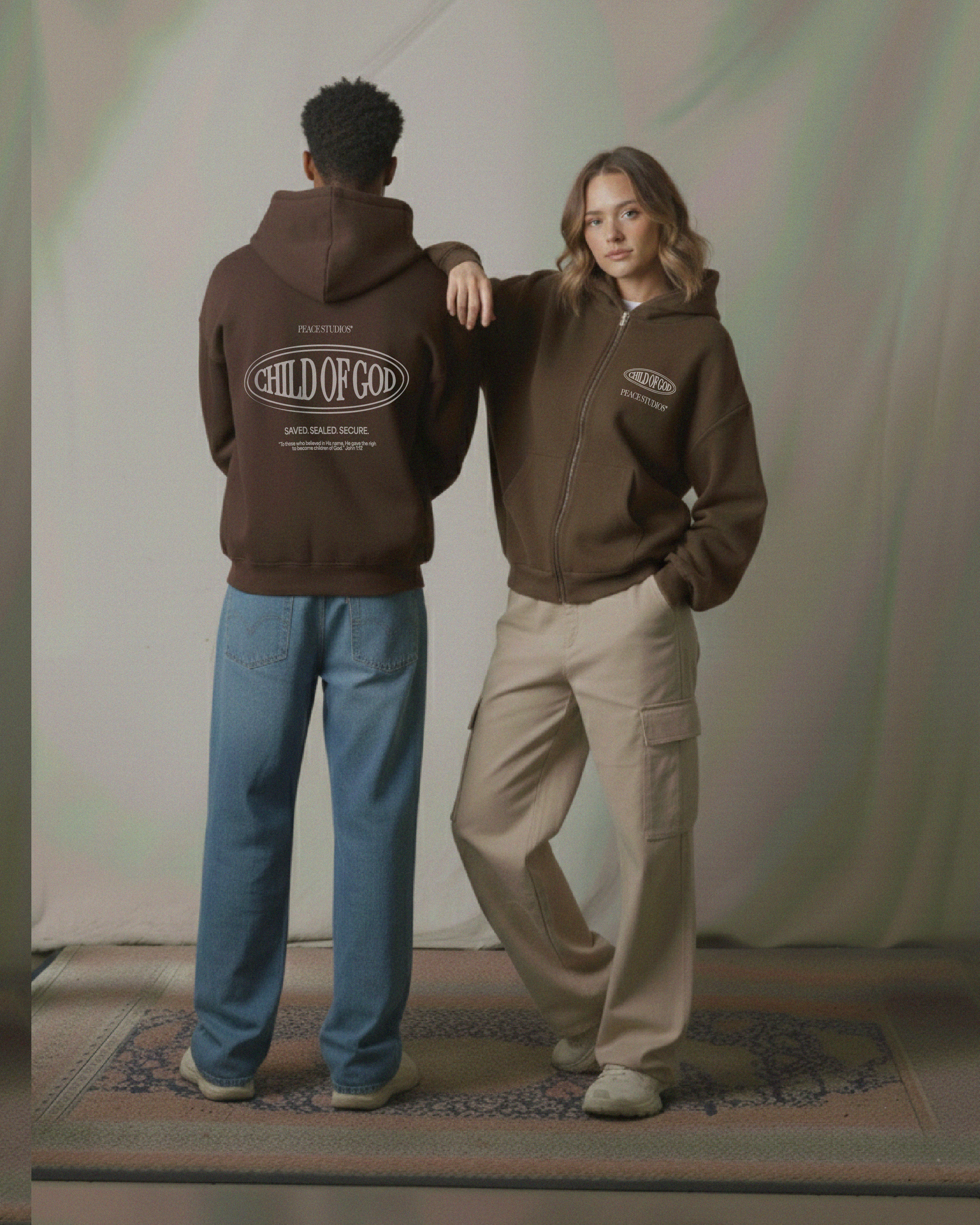 Child of God II Brown Dual-Zip Fleece Boxy Hoodie | Peace®