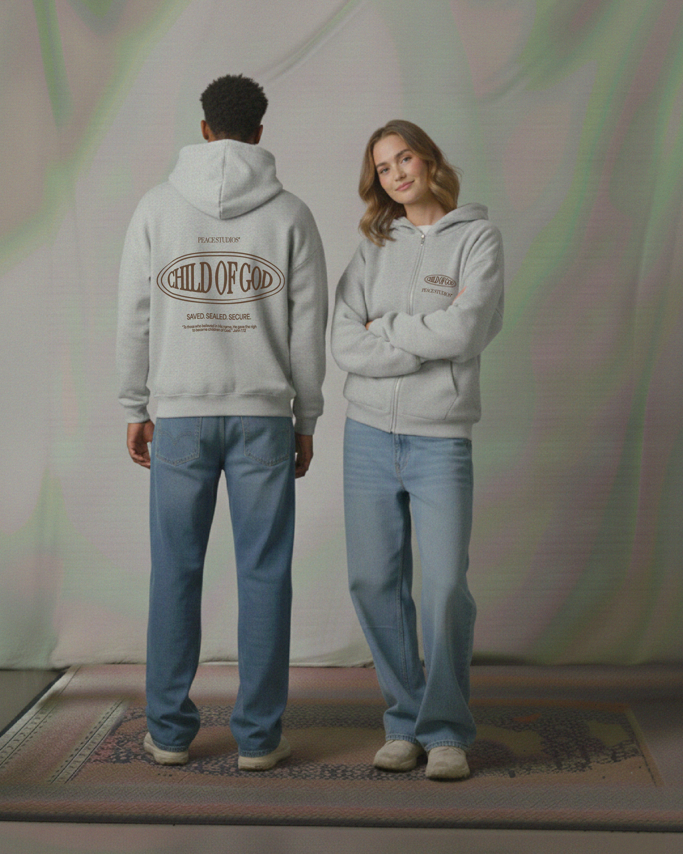 Child of God II Gray Dual-Zip Fleece Boxy Hoodie | Peace®