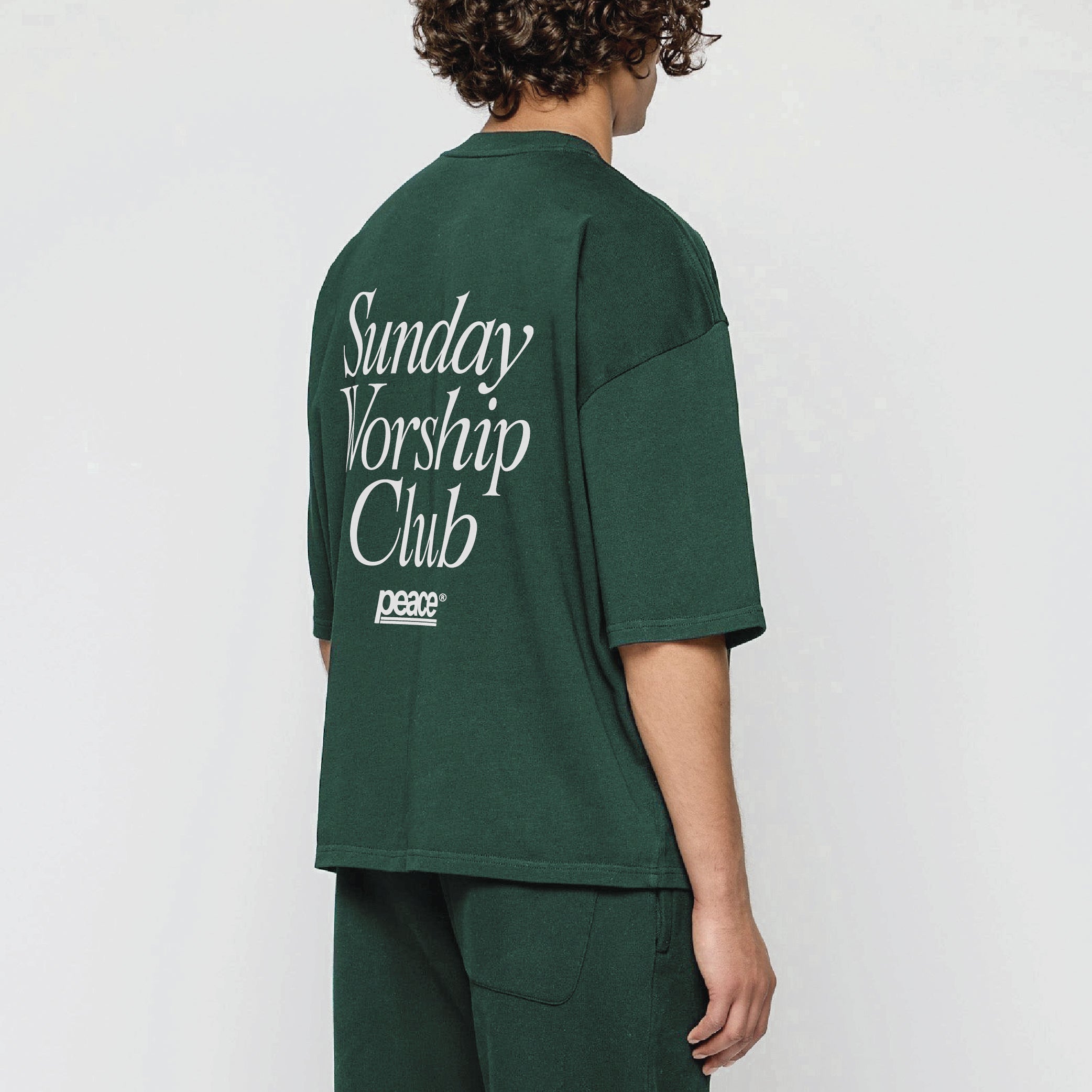 Sunday Worship Club Green Loose Fit Heavyweight Tee | Peace® ODMPOD