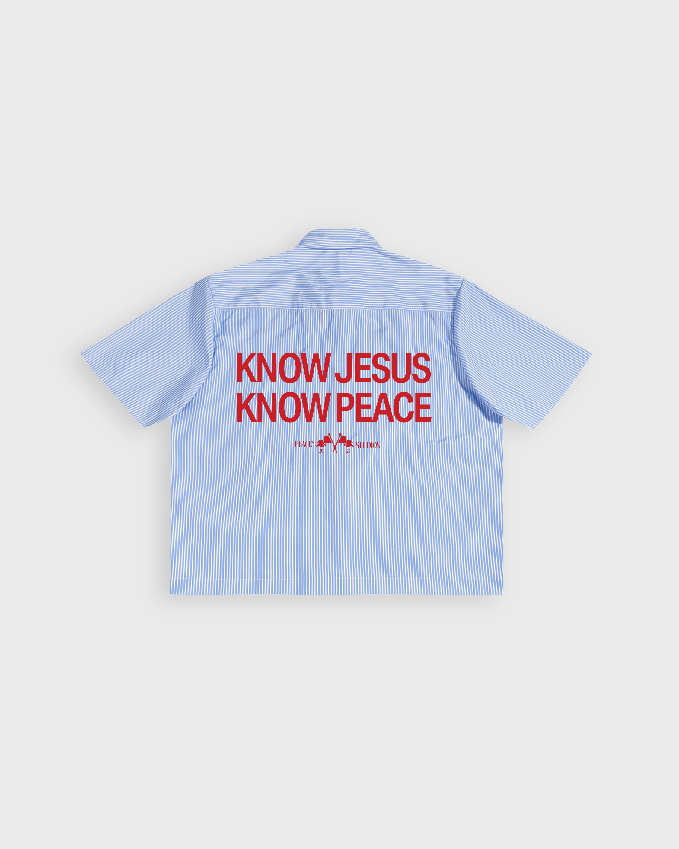 Know Jesus, Know Peace Oversized Blue Stripe Boxy Shirt | Peace®