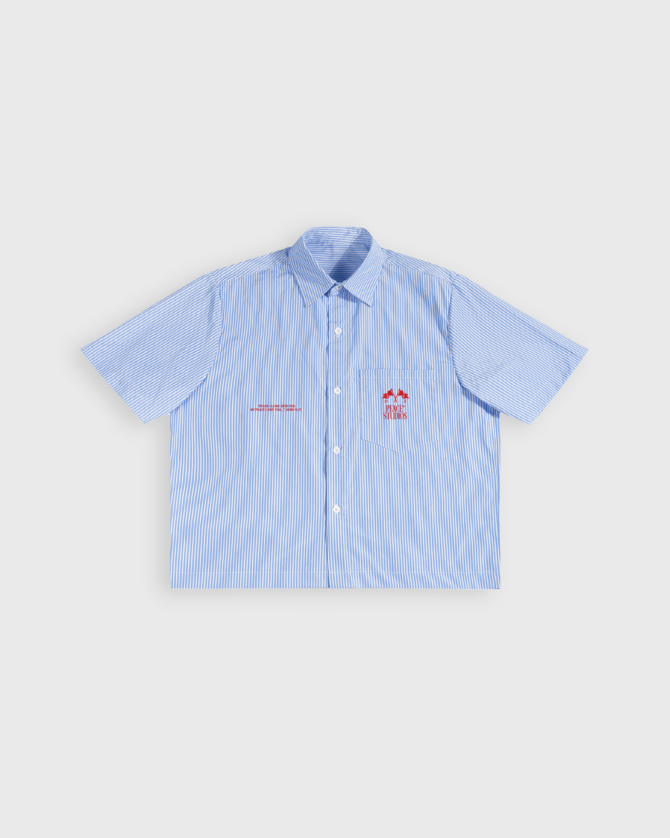 Know Jesus, Know Peace Oversized Blue Stripe Boxy Shirt | Peace®