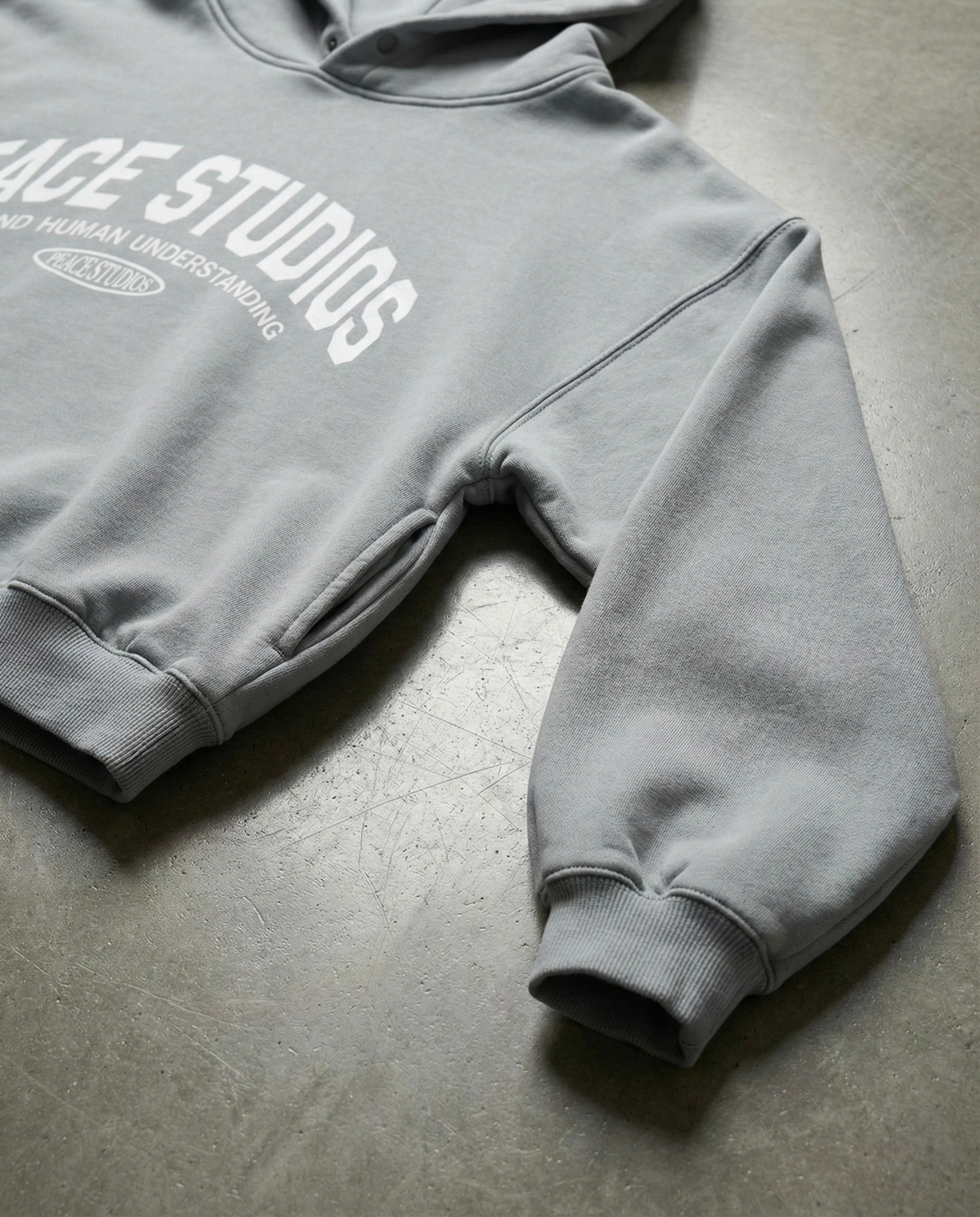 Peace® Studios Premium Enzyme-Washed Boxy Frayed Hoodie | Vintage Gray